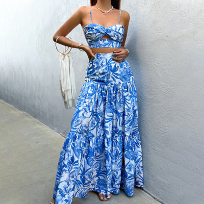 Backless Tube Top Flowy Maxi Skirt Set | Two Piece Outfit | noémi