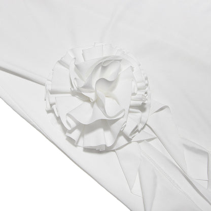 Womens Strapless Backless White Dress with Side Slit | noémi