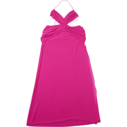 Womens Lace Up Halter Backless Sheer Maxi Dress | noémi