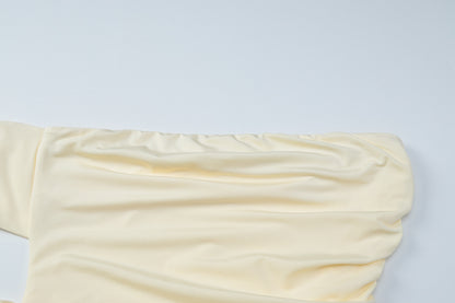 Womens Off Shoulder Pleated Tube Dress with Side Slit | noémi