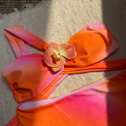 Gradient Print Corsage High Waist Split Bikini Swimwear for Women | noémi