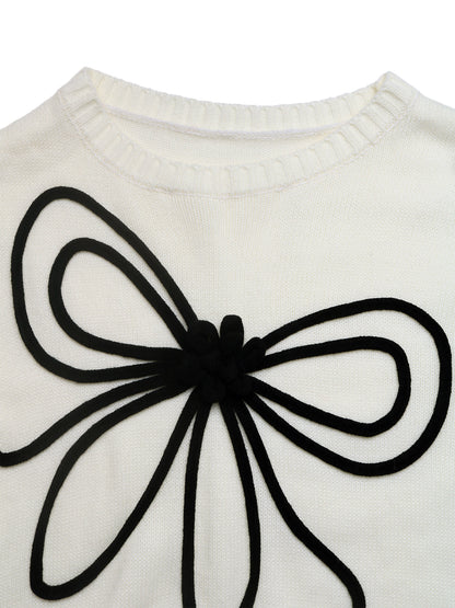 Womens Bow Knit Sweater | Loose Fit Round Neck Pullover | noémi