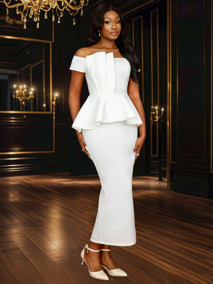 Pure White Tube Top Ruffled Dress | noémi