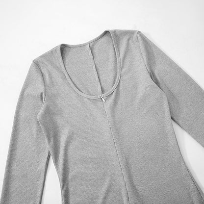 Round Neck Long Sleeve Jumpsuit | Lace Up Waist | noémi