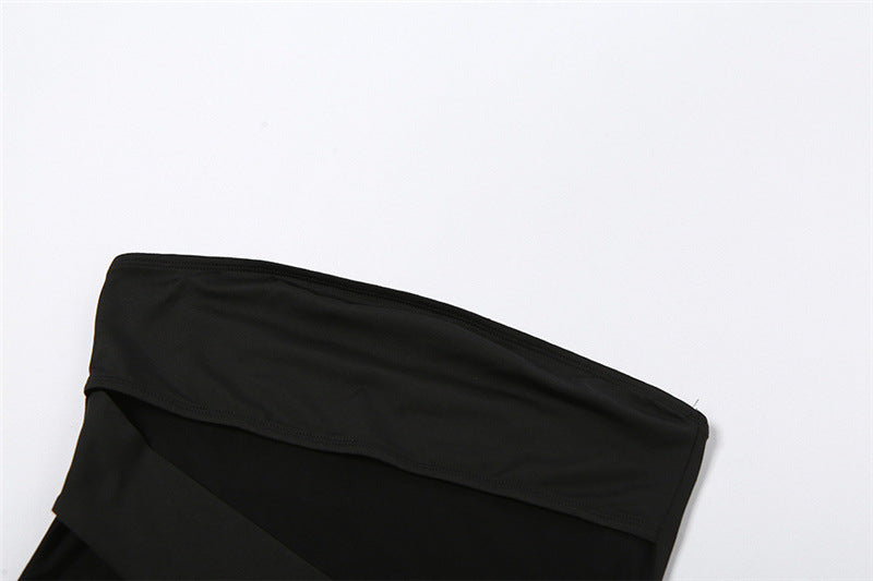 Strapless Sheer Panel Sheath Dress With Off Neckline | noémi