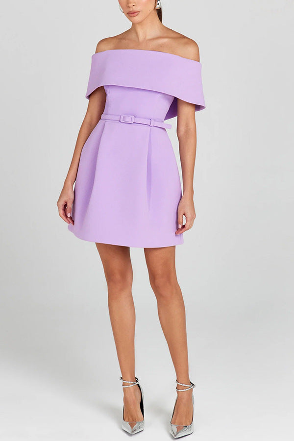 Off Shoulder Belted Dress with Relaxed Fit | noémi