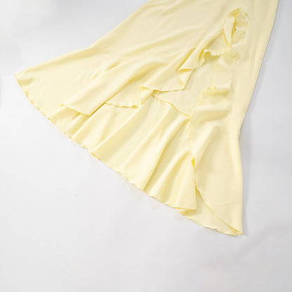 Womens Tube Top Dress with Lace Up Back Ruffle Details | noémi