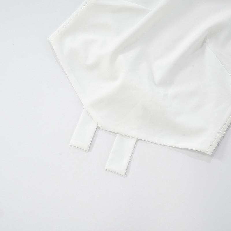 White Halter Tie Back Top with Gemstone Beaded Neck | noémi