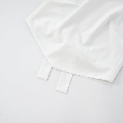 White Halter Tie Back Top with Gemstone Beaded Neck | noémi