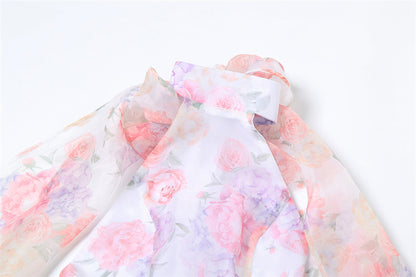 Backless Halter Mini Dress | Slim Fit Floral Print | noémi