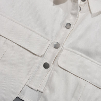 Ultra Short Avant Garde Jacket with Shirt Collar Pocket Detail | noémi