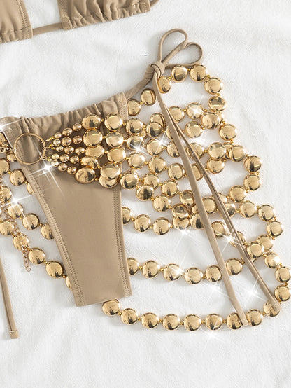 Three Piece Bikini Set with Zipper Detail and Structured Design for Women | noémi