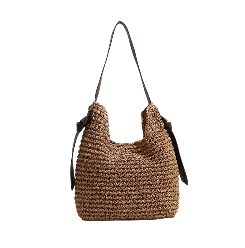 Tassel Straw Shoulder Tote Bag – Large-Capacity Boho Beach Carryall, Natural | noémi