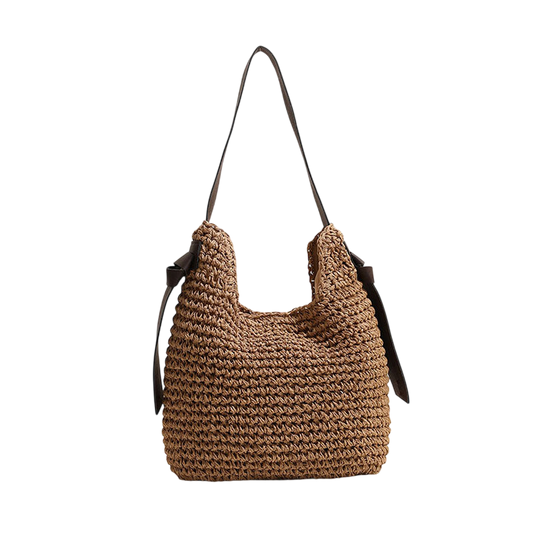Tassel Straw Shoulder Tote Bag – Large-Capacity Boho Beach Carryall, Natural | noémi