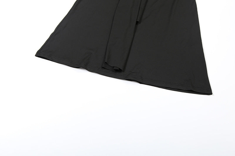 Mesh Halter Dress | Slim Fit Semi Sheer Stitching Tie Back | noémi