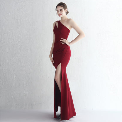 Satin One Shoulder Gown | Slim Fit Long Debutante Dress | noémi