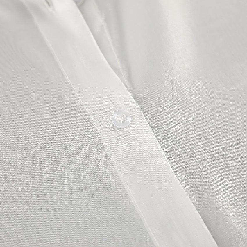 White Ruffle Top | See Through Yarn Shirt with Collared Design | noémi