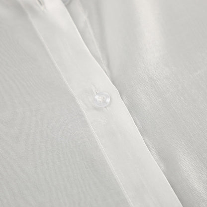 White Ruffle Top | See Through Yarn Shirt with Collared Design | noémi