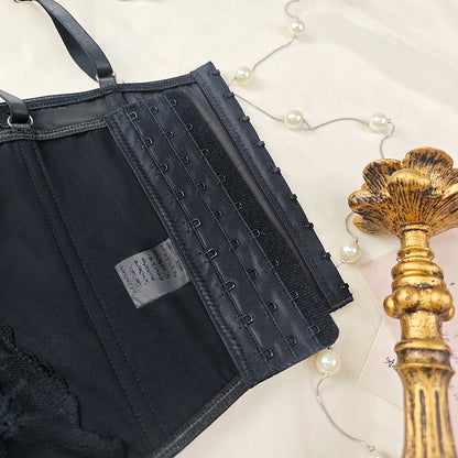 Black Lace Corset Top | Sheer Mesh Bustier Slim Fit Underwire Bra Cami | noémi