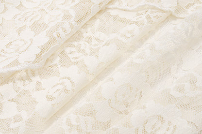 Lace Two Piece Set | Cream Ruched Crop Top & Fishtail Maxi Skirt with Corset Back | noémi