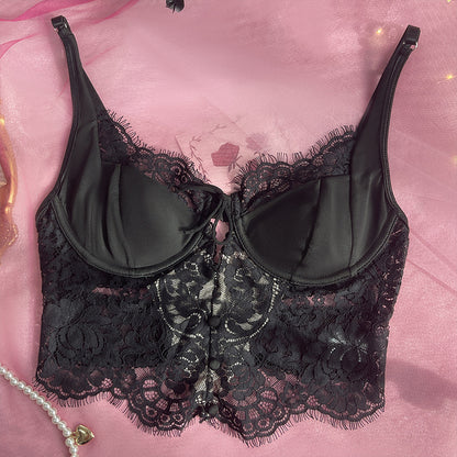 Eyelash Lace Cutout Camisole Vest with French Lace Detail | noémi