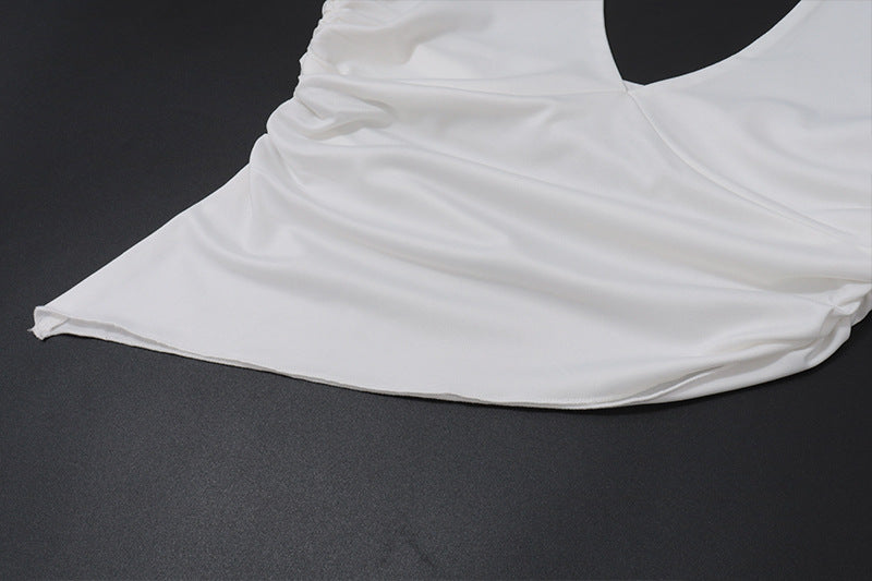 White Halter Top with Ruched Detail | Summer Casual Crop Top | noémi