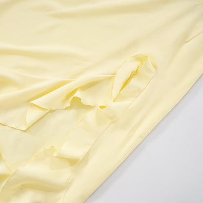 Womens Tube Top Dress with Lace Up Back Ruffle Details | noémi