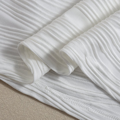 Striped Two Piece Set | Backless Cropped Top Wrapped Mini Skirt with Metal Accent | noémi