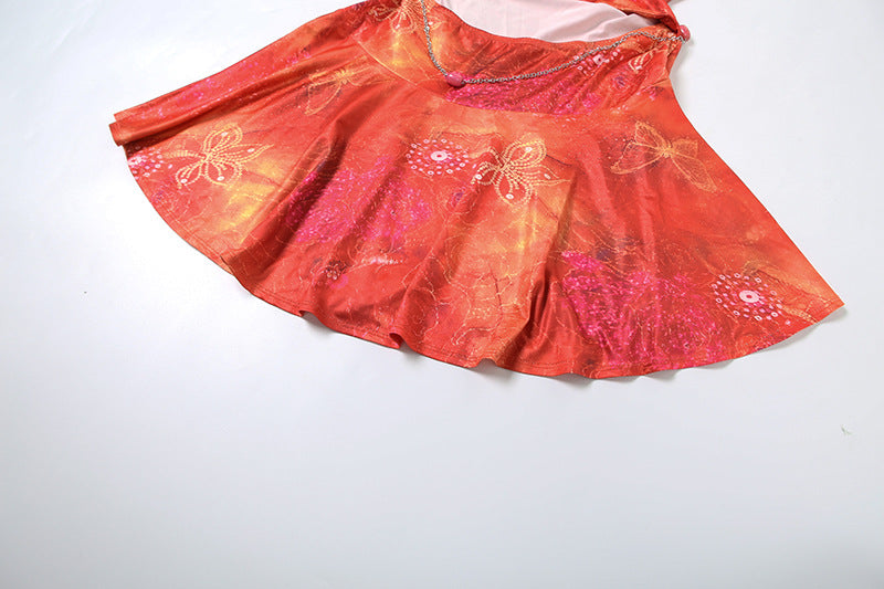 Printed Halter Mini Dress with Beaded Neckline | noémi