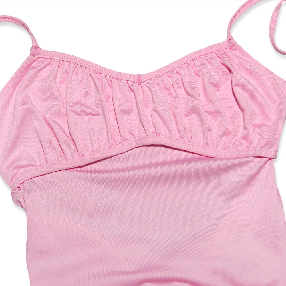 Backless Pleated Sleeveless Dress with Straps | noémi