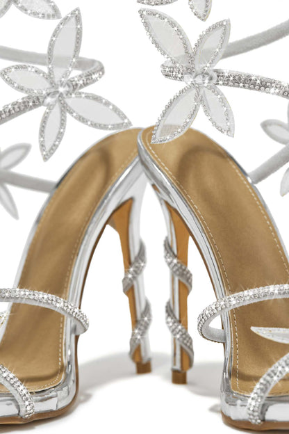 Butterfly Lace Up Heels | Crystal Embellished, Stiletto Sandals | noémi