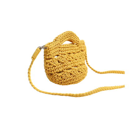 Colored Crossbody Cotton Thread Yellow without Lining