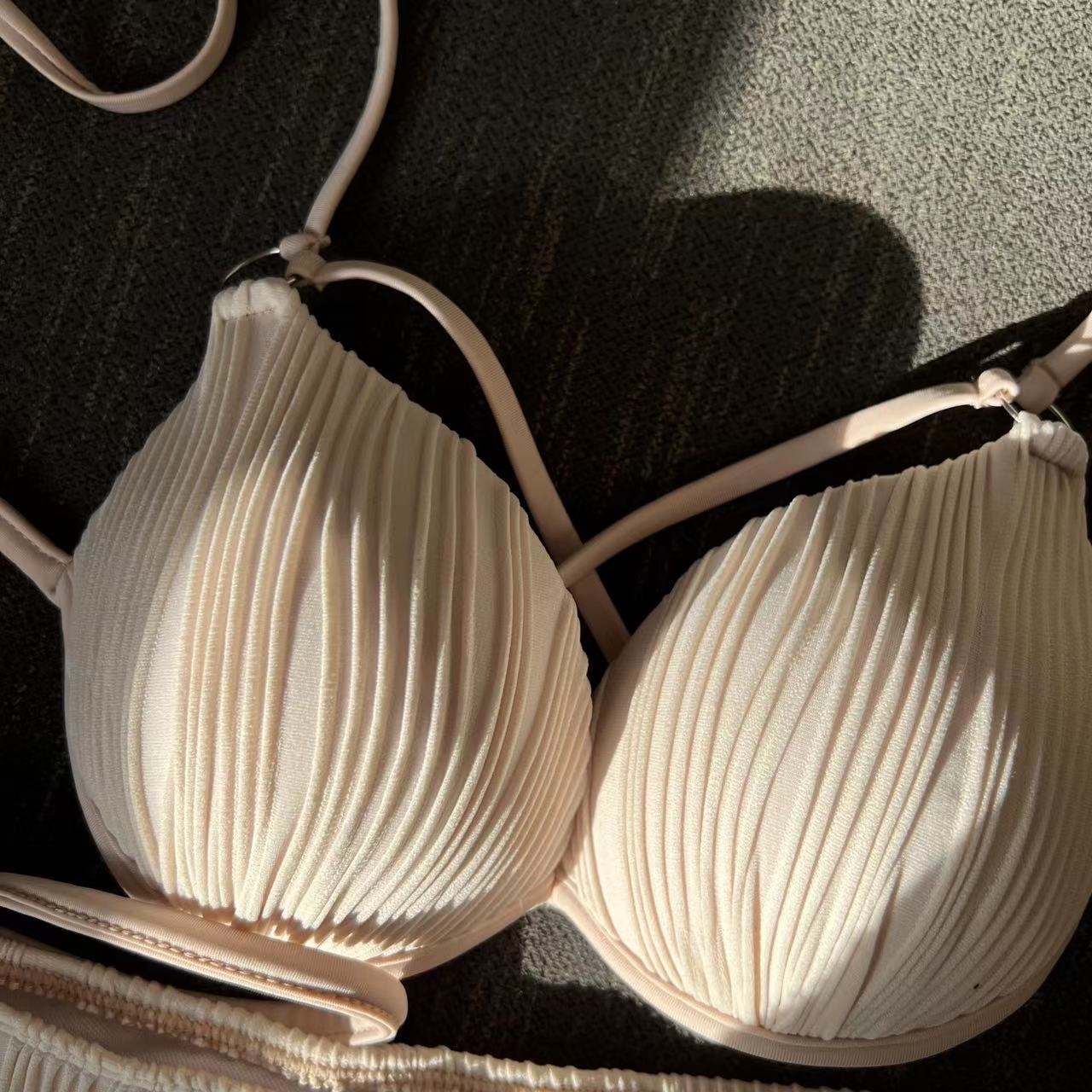 Drawstring Tie Bikini with Hard Cup Support and Textured Fabric | noémi