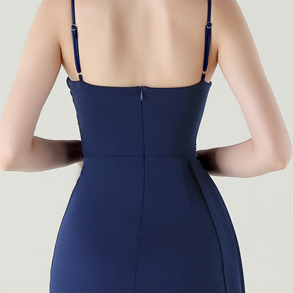 Satin Fishtail Dress | Beaded Bandeau with Slit | noémi