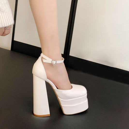 Platform Heels for Women | Ultra High Block Heels with Ankle Strap | noémi