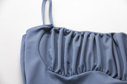 Womens Backless Dress with Layered Pleats and Lace Up Slim Fit | noémi