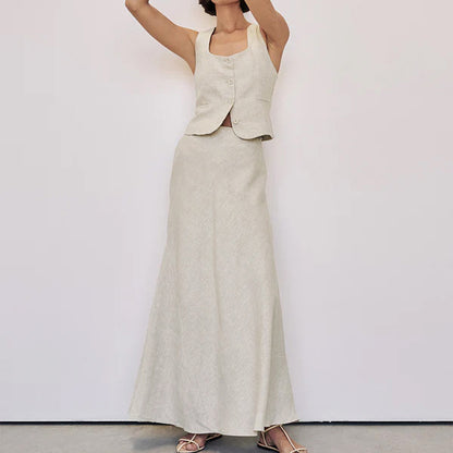 Cotton Linen Vest Hip Skirt Set | Two Piece for Women | noémi