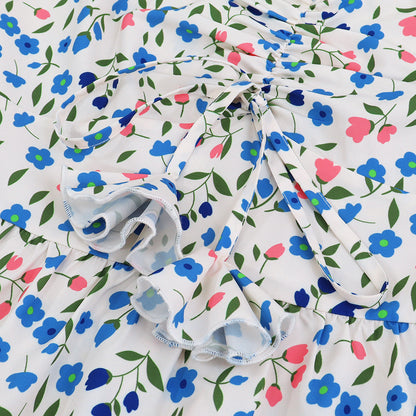 Floral Print V Neck Pleated Dress with Lightweight Fabric | noémi