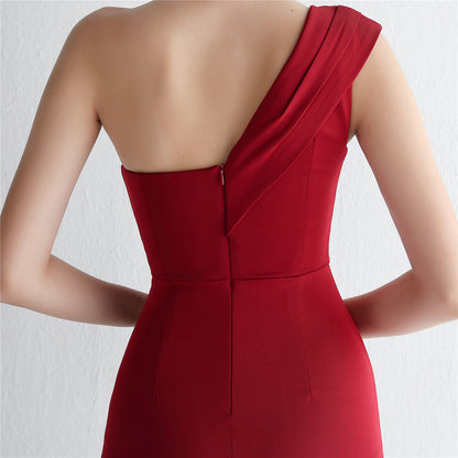 Satin One Shoulder Fishtail Gown | Slim Fit Dress | noémi