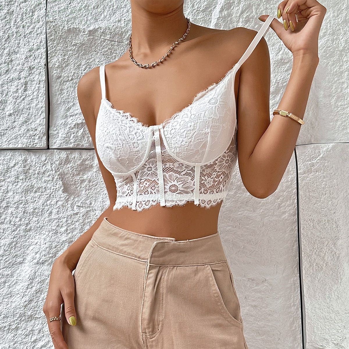 Lace Bralette Top | Eyelash Lace Crop Camisole | noémi