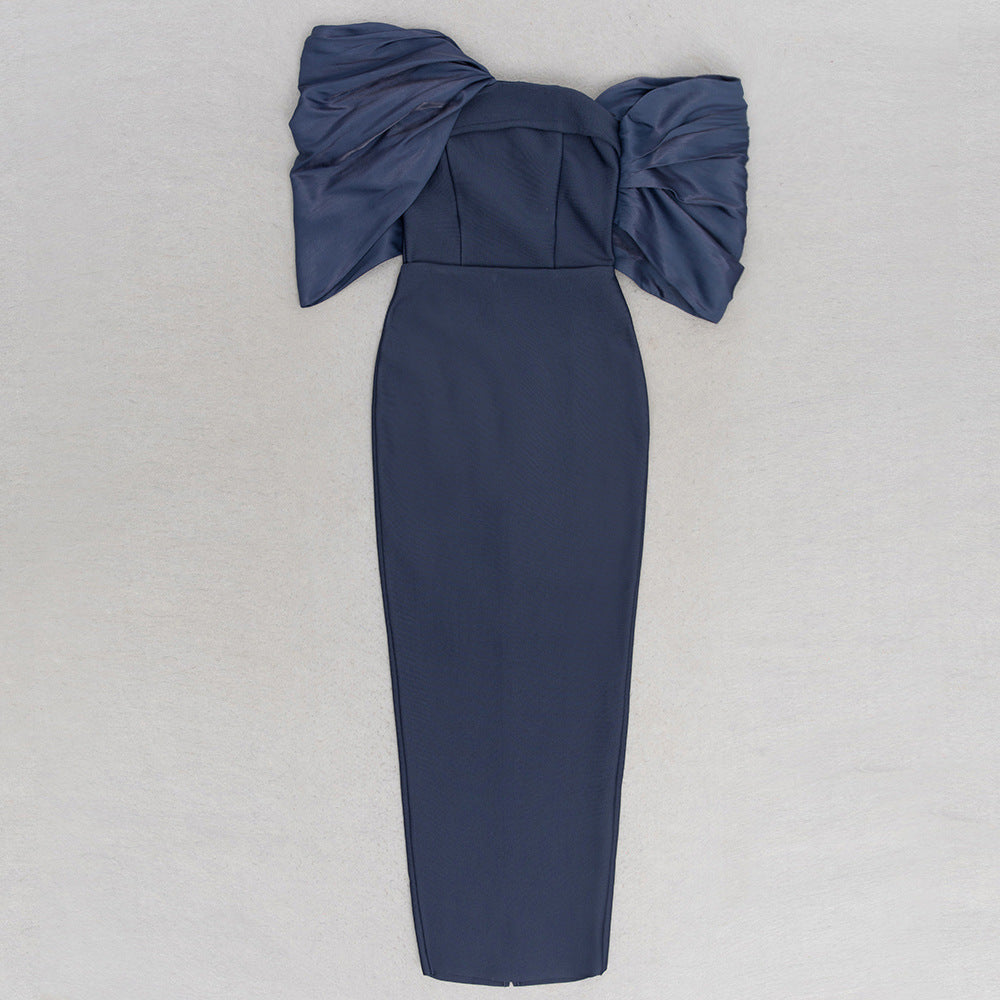 Womens Pleated One Shoulder Wrap Dress | noémi