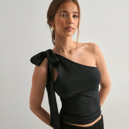 Cutout Top with Scarf Neck Detail | Sleeveless Modern Statement Tank | noémi