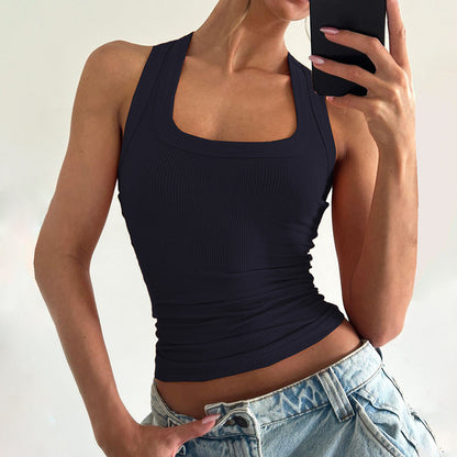 Womens Slim Fit Cropped Tank Top | U Neck Vest | noémi