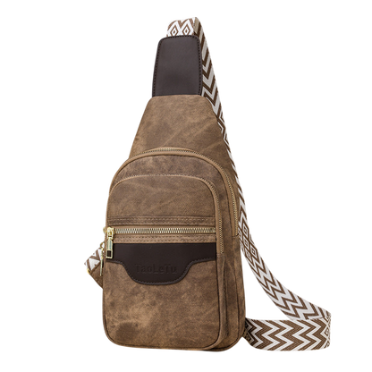 Soft Brown Leather Chest Bag – Retro Crossbody Purse | noémi