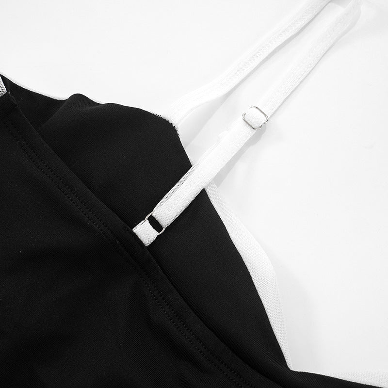 Two Tone Mesh Contrast Cami Top | Ruched Bust | noémi