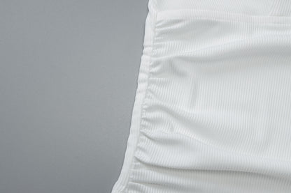 Women White Sunken Stripe VNeck Slim Top | Long Sleeve | noémi