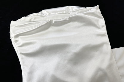 Women’s Satin Strapless Mini Dress | White Ruched Bodycon with Side Bow | noémi