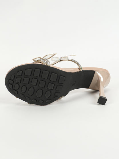 Round Toe Stiletto Sandals for Women | Diamond Butterfly Design | noémi
