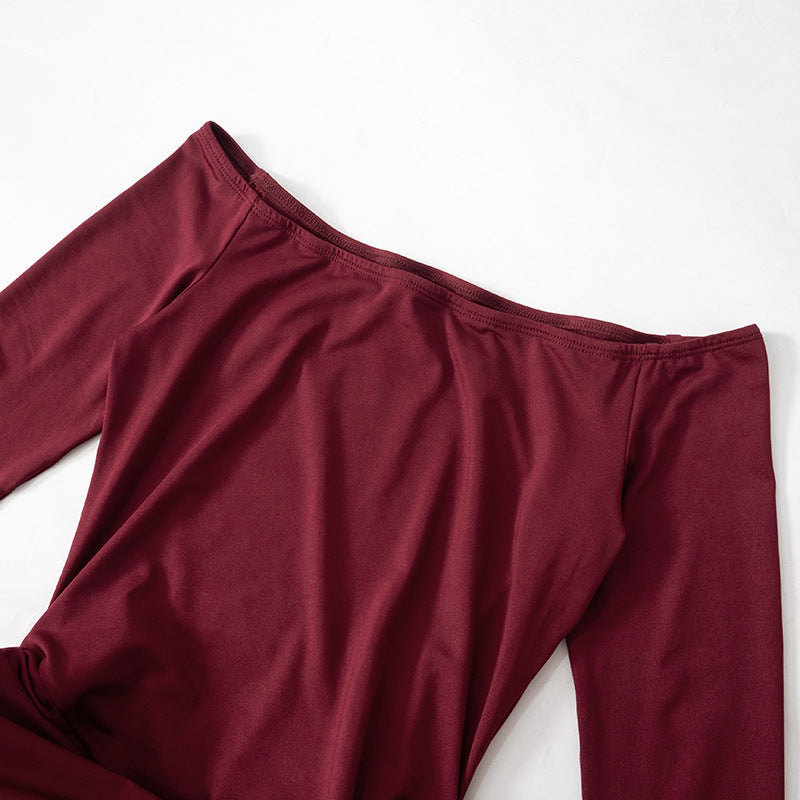 Women Off Shoulder Long Sleeve Dress with High Waist and Short Hem | noémi