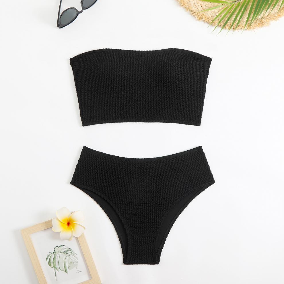 Women’s Textured Tube Top Bikini Set | Strapless HighWaist Swimsuit | noémi